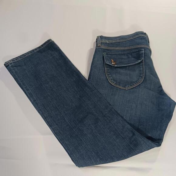 Old Navy Mid Rise RN#54023 Women's Blue Cotton Blend Bootcut Jeans Sz 14 (36×31) - Picture 1 of 16